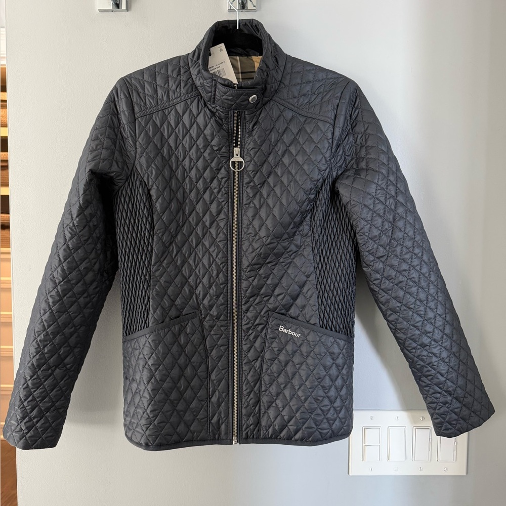 NWT Barbour Women's Swallow Quilt Dark Navy Classic Fall Jacket 6